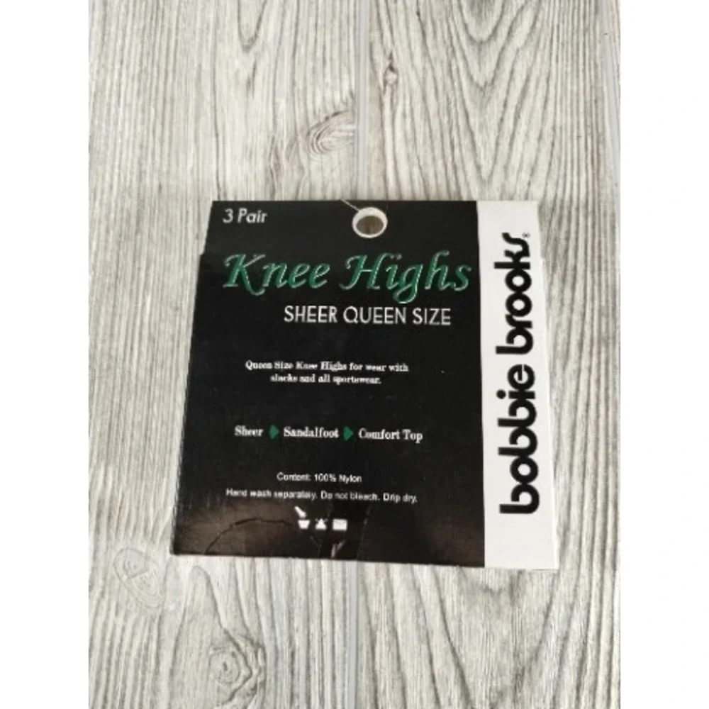 Bobbie Brooks 3 Pair Knee Highs Sheer Queen Size Beige